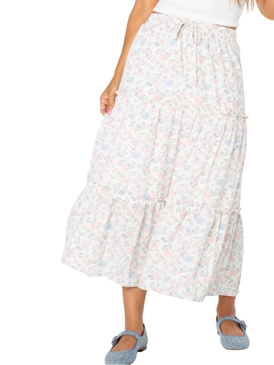 Celebrity Pink Dresses & Skirts - Celebrity Pink Pastel Floral Tiered Midi Skirt